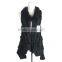 Women fur vest with fox fur collar/knitted rabbit fur vest KZ14037
