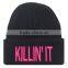 custom knitted hat with embroidery logo