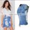 2016 Summer Women Bulk Wholesale Damaged Wrap Jeans Tassel Designs Slim Short Ripped Denim Office Skirt Crushed Skirts Ladies