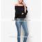 Chinese Factory Direct Wholesale Textured Ruffle Off Shoulder Woman Long Sleeves Top Shirt