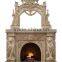 Luxury Two-tiered Hand Carving Lion Sculpture Marble Fireplace Mantel