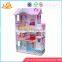 wholesale lovely role play kids wooden dollhouse delicate style children's wooden pink dollhouse for sale W06A032