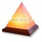 Himalayan natural Salt Lamp pyramid shape wooden base