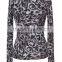 trendy animal printed tops dark color printedNew design O neck long sleeve t-shirt custom