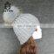 Best Choose Pom Beanie Handmade Hat Knitted Cap With Raccoon Pompom