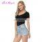 Hot Sale black o neck Fitted Bamboo short sleeves soft tshirt high quality tshirt woman