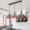 Creative 3 Heads Pendant Light Iron Cage Chandelier For Dining Room Indoor Decor