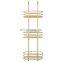 European Design Three Layers Standing Storage Rack Utility Home Kitchen Gold Bathroom Storage Rack With Anti-slip Base