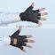 open back fingerless sports gloves with hook and loop closure