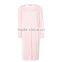 Wholesale OEM Spring Winter Cotton Spandex Long Sleeves Elder Women Pink Sleep Nightgown