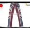 Latest fashion England flag men 's denim printed skinny boy pants male jeans pants factory