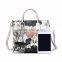 Western style manufacturer digital printed pu leather ladies tote handbag