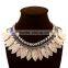 Wholesale fashion jewelry Exaggerated costly golden leaf more cotton rope woven crystal necklace
