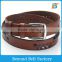 Beyond Brown Pyramid Studs Rivets and Perforated Decor Single Layer Genuine Leather Belt