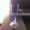 Hot sale hand made shot stem champagne combalt blue color glass flute