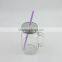 16oz Clear Glass Mason Jar with Silver Lid and Straws