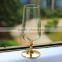 2015 new design clear crystal 421ml drinking glass with imitation gold stem