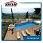 Delightful Brown Stained Metal Frame Pool Chaise Grey Concrete Pool Side Liner
