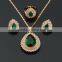 2016  elegant women's jewelry water drop green cubic zircon 18k yellow gold plated