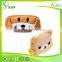 custom cute plush round terry cloth furry pencil bag with handle and zipper