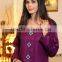Pakistani Purple Kurti With Front Neck Diamante Buttons Designs HSd7078