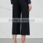 Wholesale Women Apparel Soft Fabric Cropped Elasticated Waist Navy Stretch Crepe Trousers(DQE0377P)