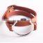 Big round circle charm brown genuine leather bracelets diy genuine leather bracelets for her gifts 2017
