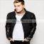 2016 Men's Black Cool Denim Jacket With Faux Leather Sleeves