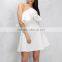 Halter neck women's frill skater dress 2018 white falbala short prom dresses