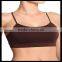 Seamless Cross Strap Back SPORTS BRA TANK TOP Stretch Bandeau Cami brown color