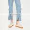 New fashion model plain sky blue women denim jeans pants