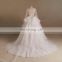Luxury royalable bling bead and lace ruffle wedding party dress with a long train