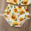 Bright sunflower pattern fly sleeve top matching bummies and headband 3pcs lovely Baby Girl suit