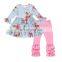 High Quality Baby Girl Cotton Sets Floral Top And Pink Trousers Ruffle Back To School Kids Girl Outfits