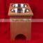 Custom Logo Red Stain Color Solid Wooden Pet Feeder,double Bowl Wooden Pet Feeder