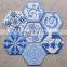 230*200*115 Art Tile Mediterranean style Blue and White Porcelain Hex Floor Tile/Wall Tile