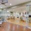 prefabricated interior wooden grain glass sliding door aluminum hanging sliding door