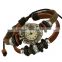 Wholesale personalized design vintage retro wrap leather watch bracelet with wings charm