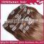 Brown color favorable price virgin indian hair clip in extensions