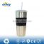 Double wall wholesale insulated stainless steel tumblers with straw and Lid, plastic inner stainless steel outer coffee mug ,cup