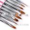 Hot! 9pcs Acrylic UV Gel Nail Art False Tips Drawing Painting Brush Pen Set with metal handle and cap