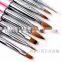 Hot! 9pcs Acrylic UV Gel Nail Art False Tips Drawing Painting Brush Pen Set with metal handle and cap