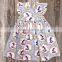 Latest design boutique child dress fashion flutter sleeves floral patterns latest ruffle dresses for kids girls