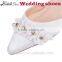 Wholesale pointed toe crystal stiletto wedding shoes with ankle strap