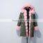 Mrs fur Long style Pink furs jacket with big collar real raccoon hooded women parka wholeslae Facotry