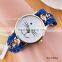 Women New Classic Geneva Ethnic Braided Analog cat face Chain Quartz Watch