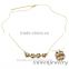 CZ stainless steel gold plated leaf necklace