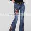 European and America ladies and women fashion embroid embossed narrow waist cloth and PU leather belt