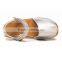 Summer Fashionable Shiny Silver Patent Girls Flat Sandals with Buckle Strap