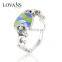 New Designer Adjustable Enamel Fish Shape Silver Ring With Rhinestone